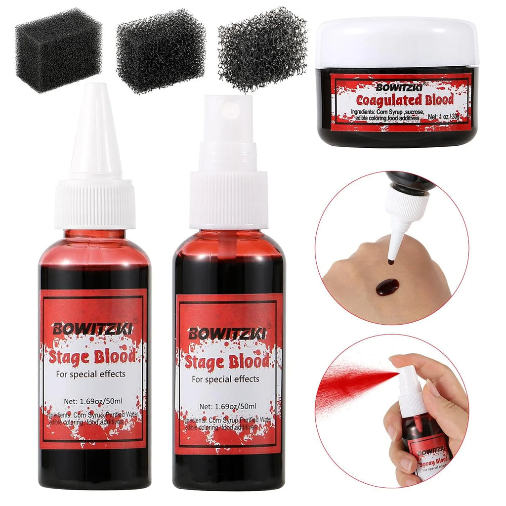 Halloween Fake Blood 3-Piece SFX Set – Stage, Spray & Coagulated Blood
