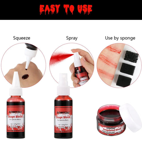 Halloween Fake Blood 3-Piece SFX Set – Stage, Spray & Coagulated Blood
